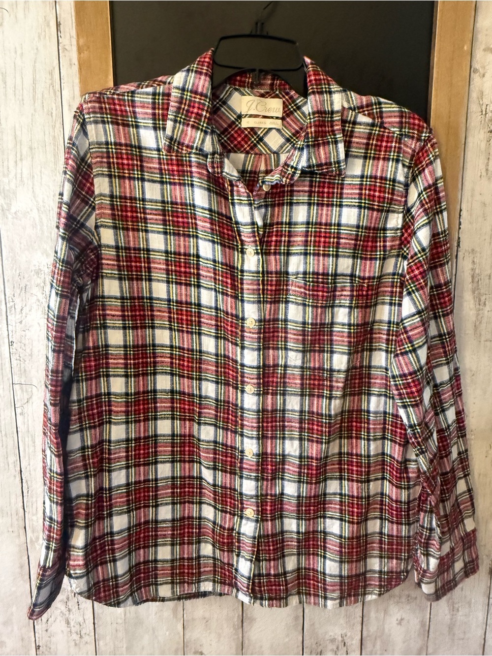 J.CREW Women's Classic Tartan Plaid Button-Down Shirt,  Size 10, Cotton